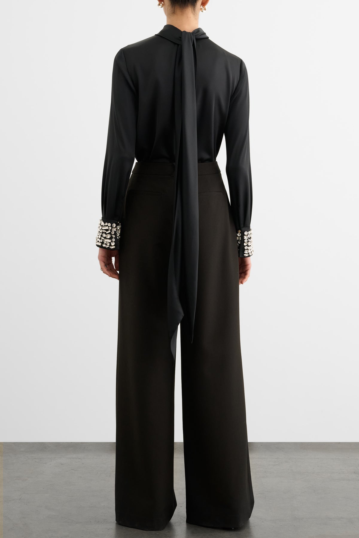 VERONICA LONG SLEEVE PUSSY-BOW BLOUSE WITH EMBELLISHMENT