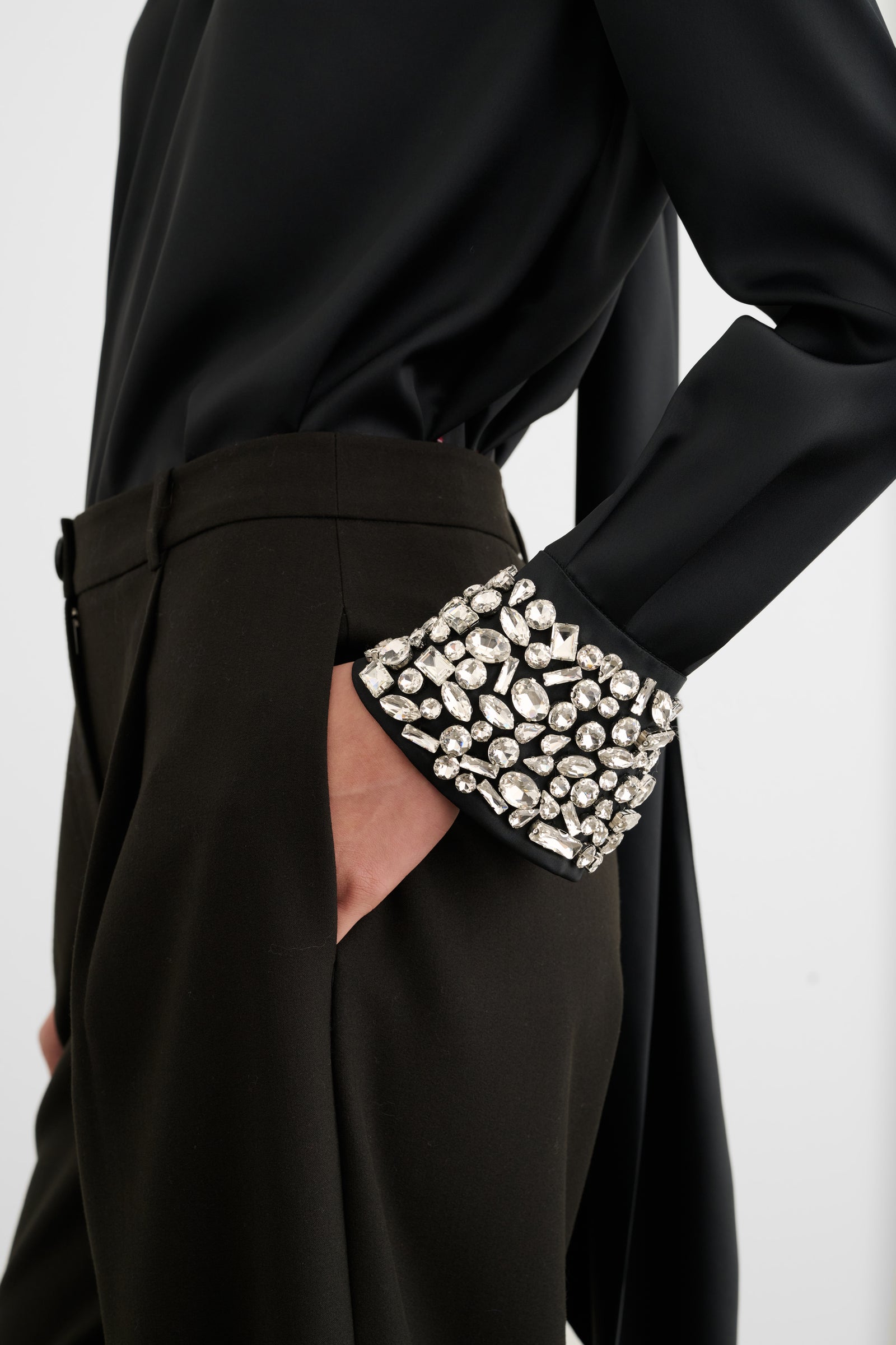 VERONICA LONG SLEEVE PUSSY-BOW BLOUSE WITH EMBELLISHMENT