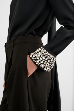 VERONICA LONG SLEEVE PUSSY-BOW BLOUSE WITH EMBELLISHMENT