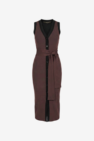 VICTORIA TIE FRONT SLEEVELESS MIDI DRESS