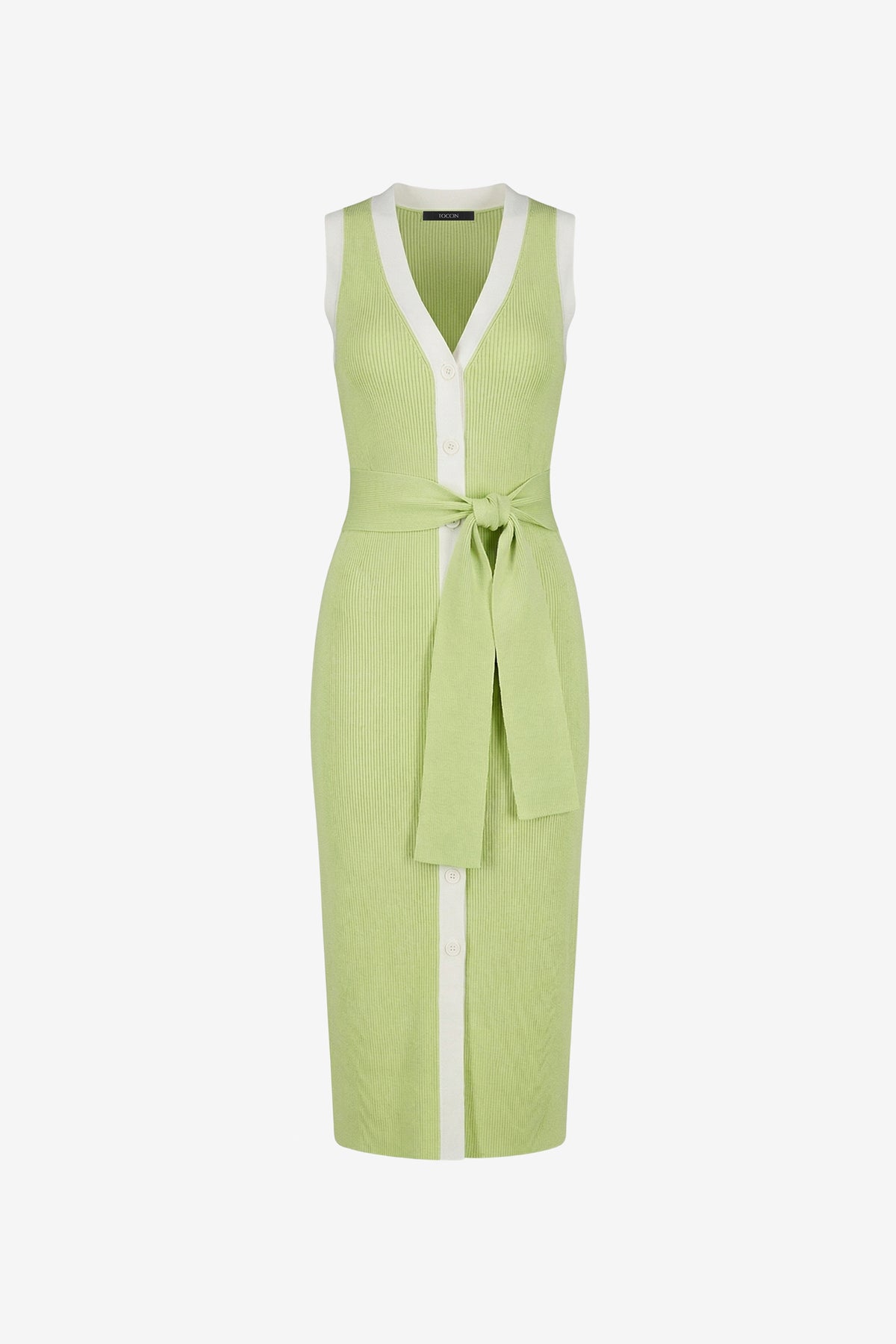 VICTORIA TIE FRONT SLEEVELESS MIDI DRESS - Toccin