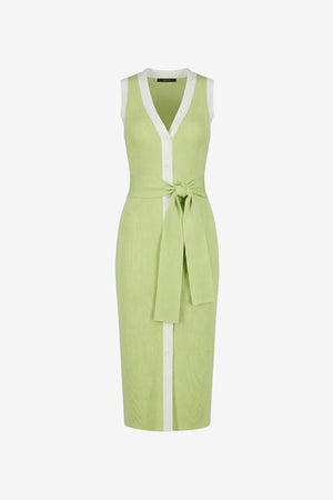 VICTORIA TIE FRONT SLEEVELESS MIDI DRESS - Toccin