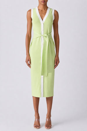 VICTORIA TIE FRONT SLEEVELESS MIDI DRESS