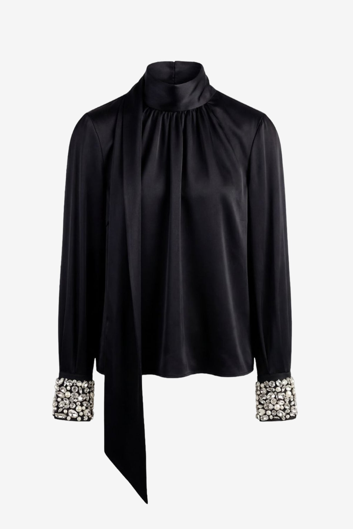VERONICA LONG SLEEVE PUSSY-BOW BLOUSE WITH EMBELLISHMENT