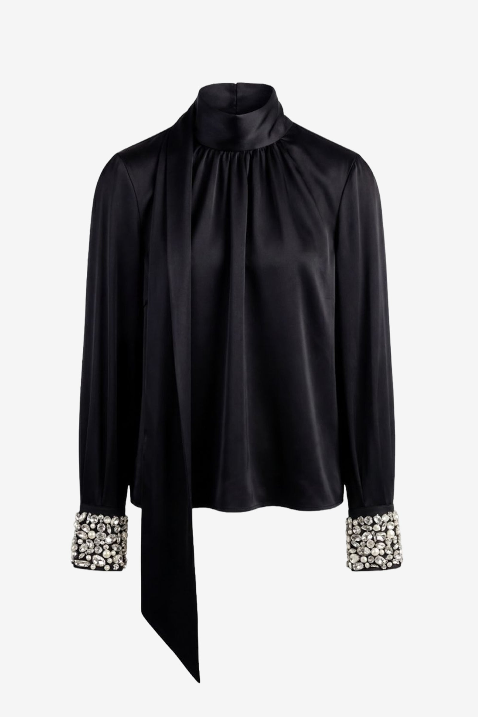 VERONICA LONG SLEEVE PUSSY-BOW BLOUSE WITH EMBELLISHMENT