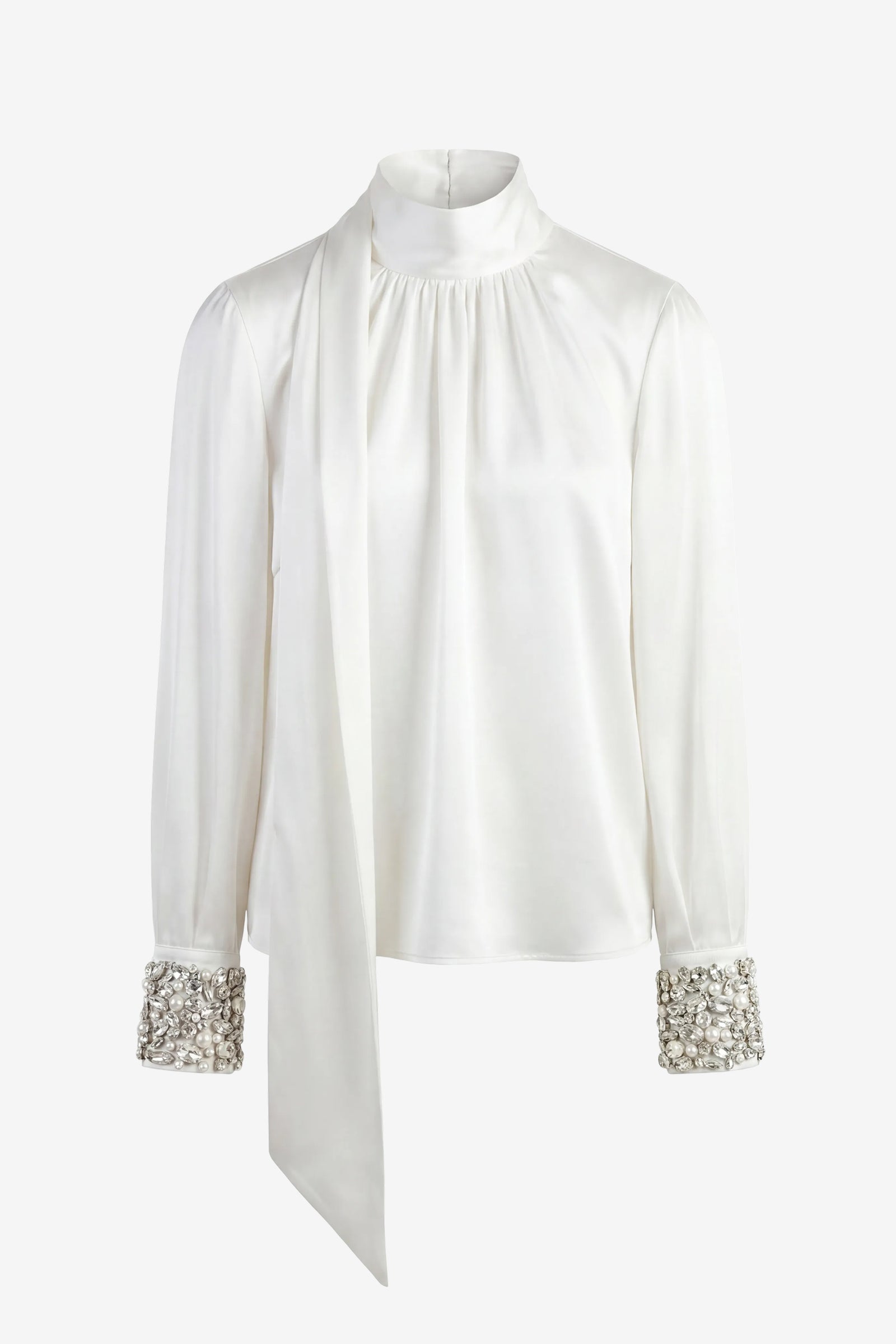 VERONICA LONG SLEEVE PUSSY-BOW BLOUSE WITH EMBELLISHMENT