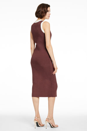 VICTORIA SLEEVELESS BUTTON-FRONT MIDI DRESS - Toccin