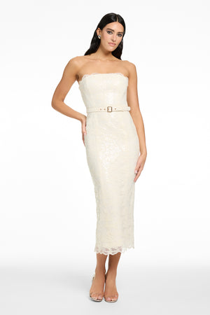 VIVIAN STRAPLESS BELTED MINI DRESS - Toccin