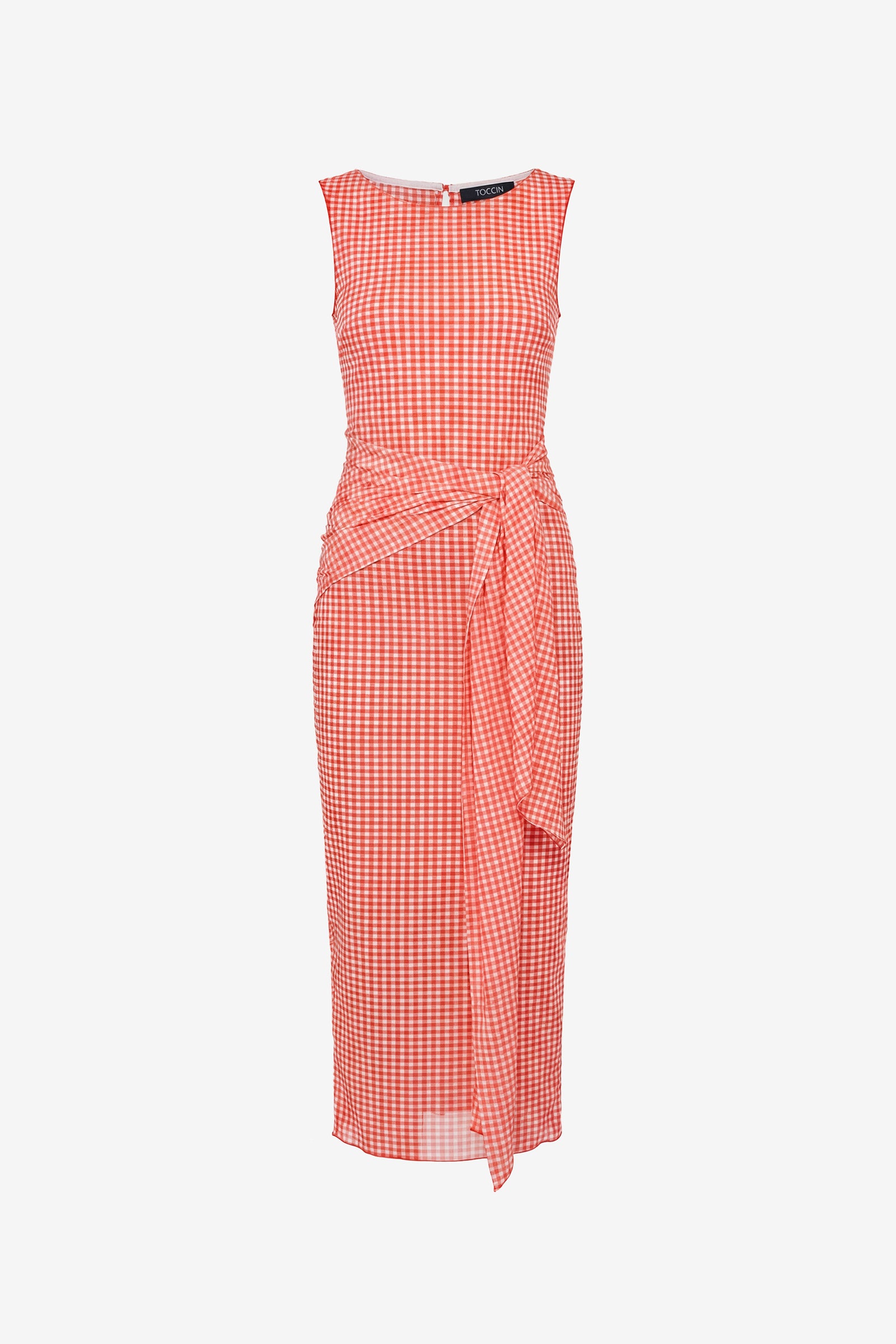 WYLIE BOAT NECK TIE-FRONT MIDI DRESS - Toccin