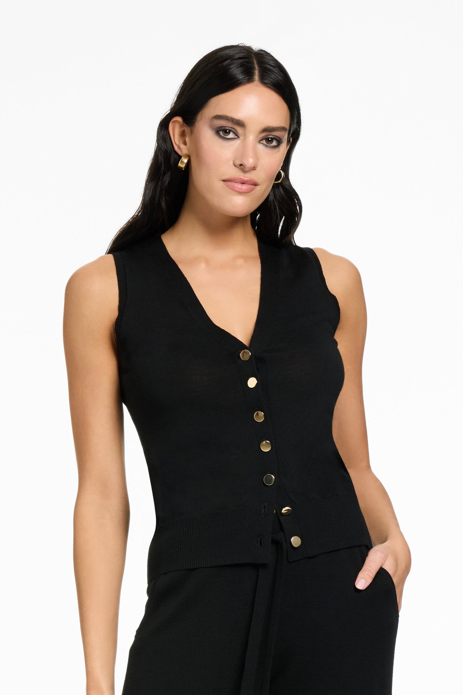 WAVERLY BUTTON-FRONT SWEATER VEST - Toccin