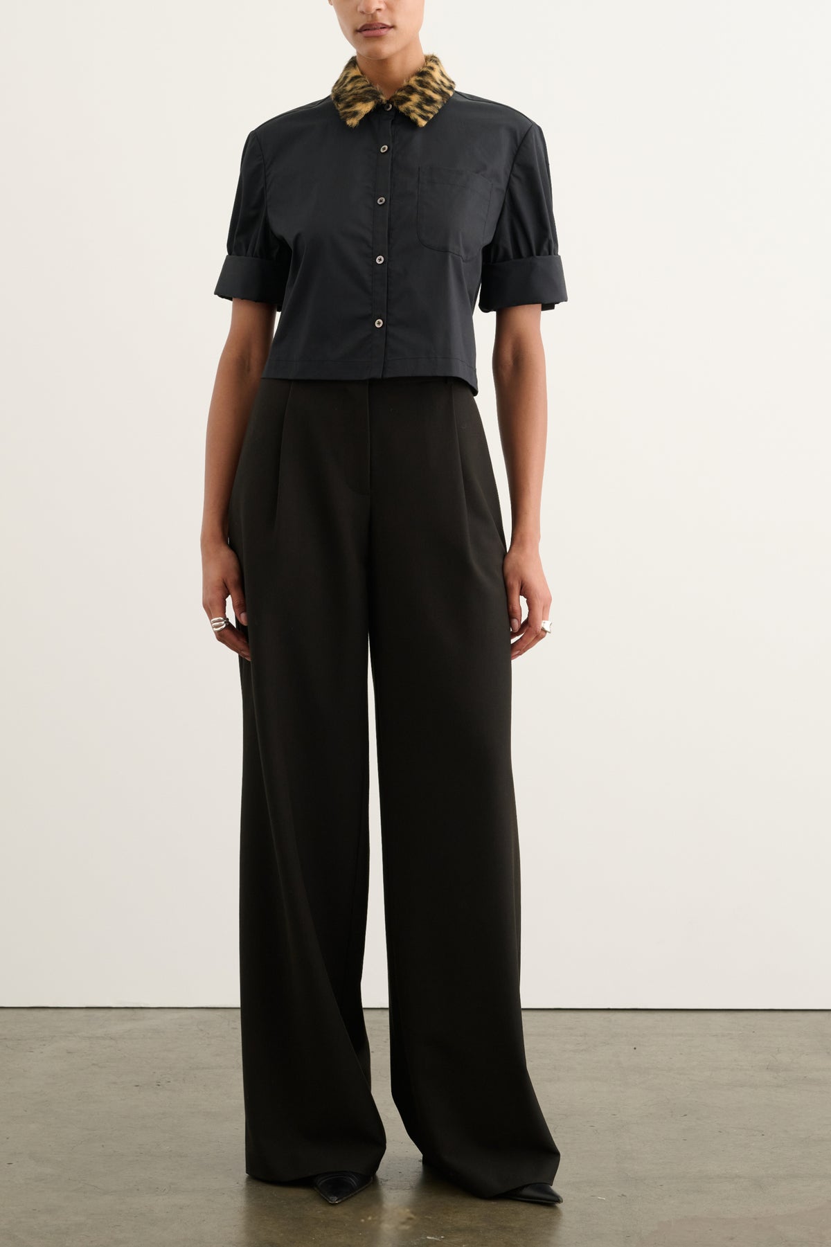 ZADIE COMBO CROPPED BUTTON-DOWN SHIRT