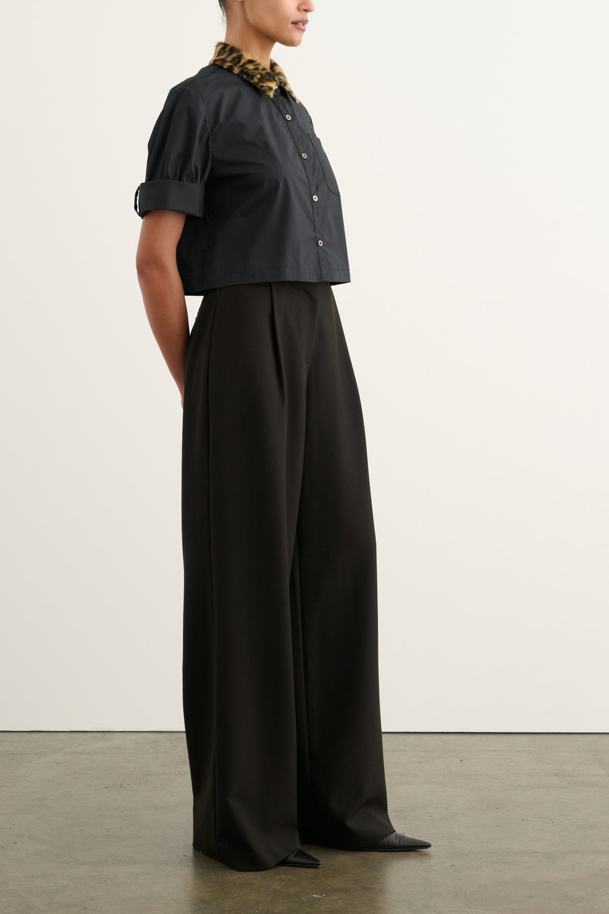 ZADIE COMBO CROPPED BUTTON-DOWN SHIRT