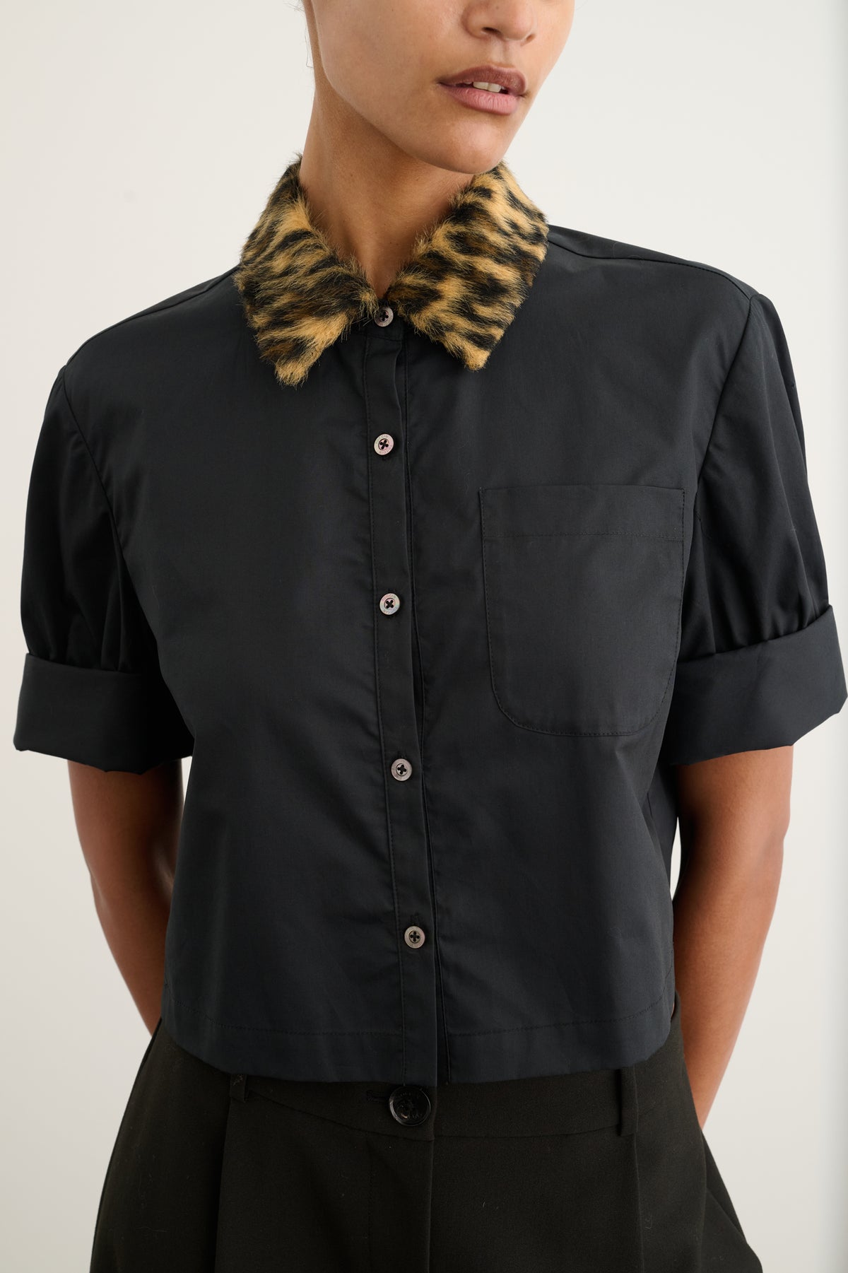 ZADIE COMBO CROPPED BUTTON-DOWN SHIRT