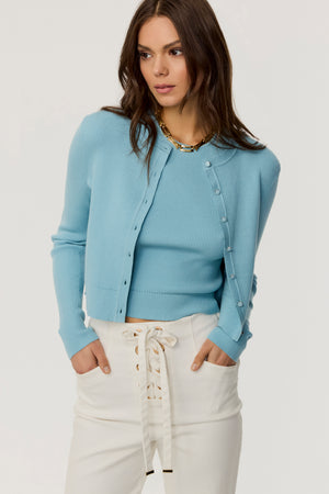 Zoe Slim Fit Cropped Button-Down Cardigan