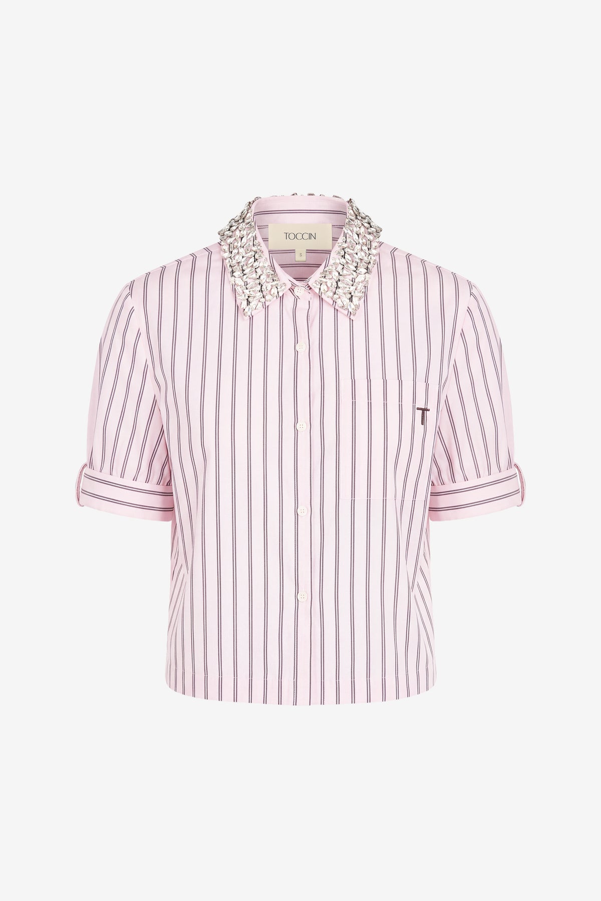ZADIE COMBO CROPPED BUTTON-DOWN SHIRT - Toccin