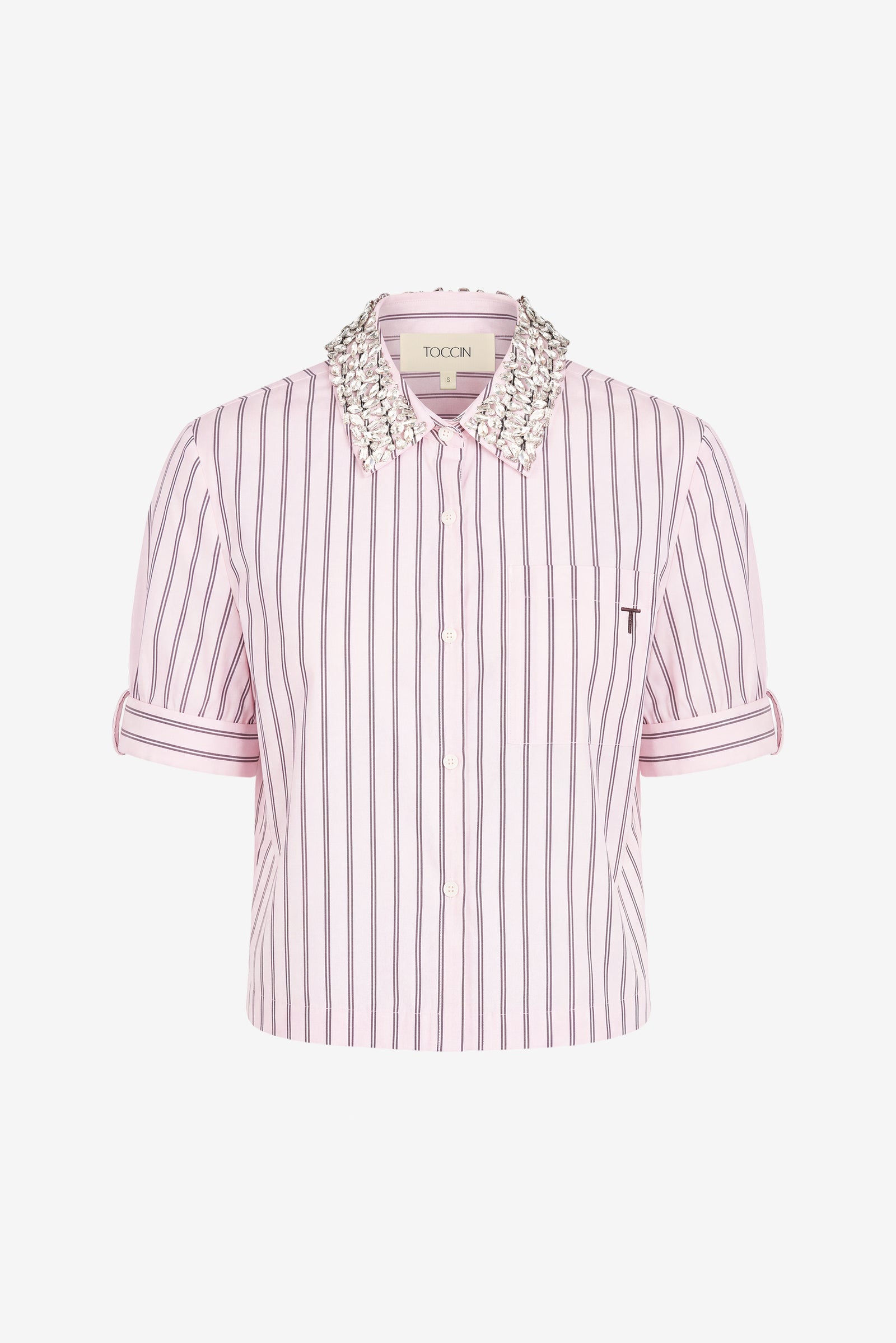 ZADIE COMBO CROPPED BUTTON-DOWN SHIRT - Toccin