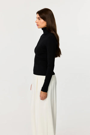 Valeria Long Sleeve Mixed Rib Turtle Neck - Toccin