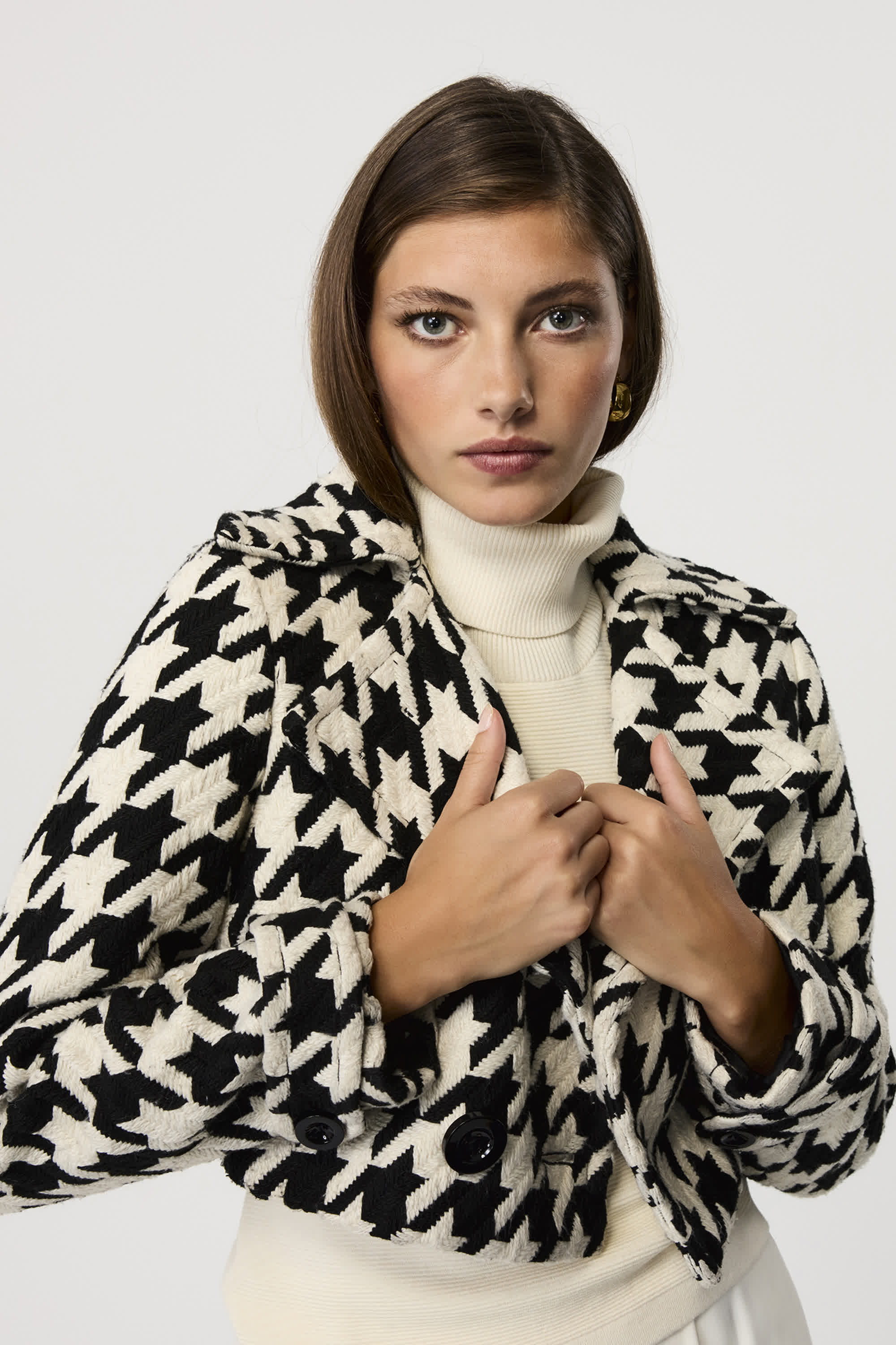 Ally Double Breasted Houndstooth Jacket