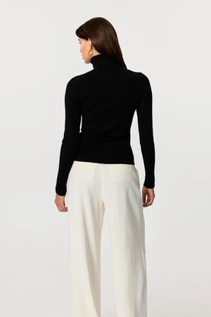 Valeria Long Sleeve Mixed Rib Turtle Neck - Toccin