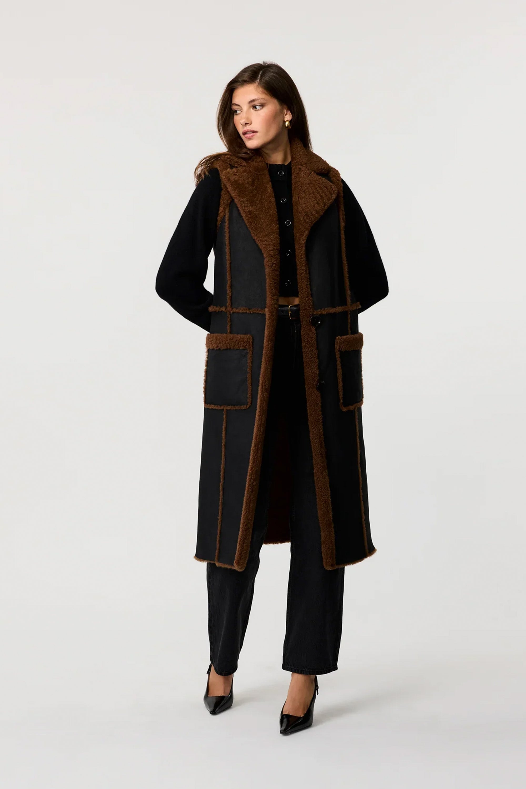 Athena Long Shearling Vest - Toccin