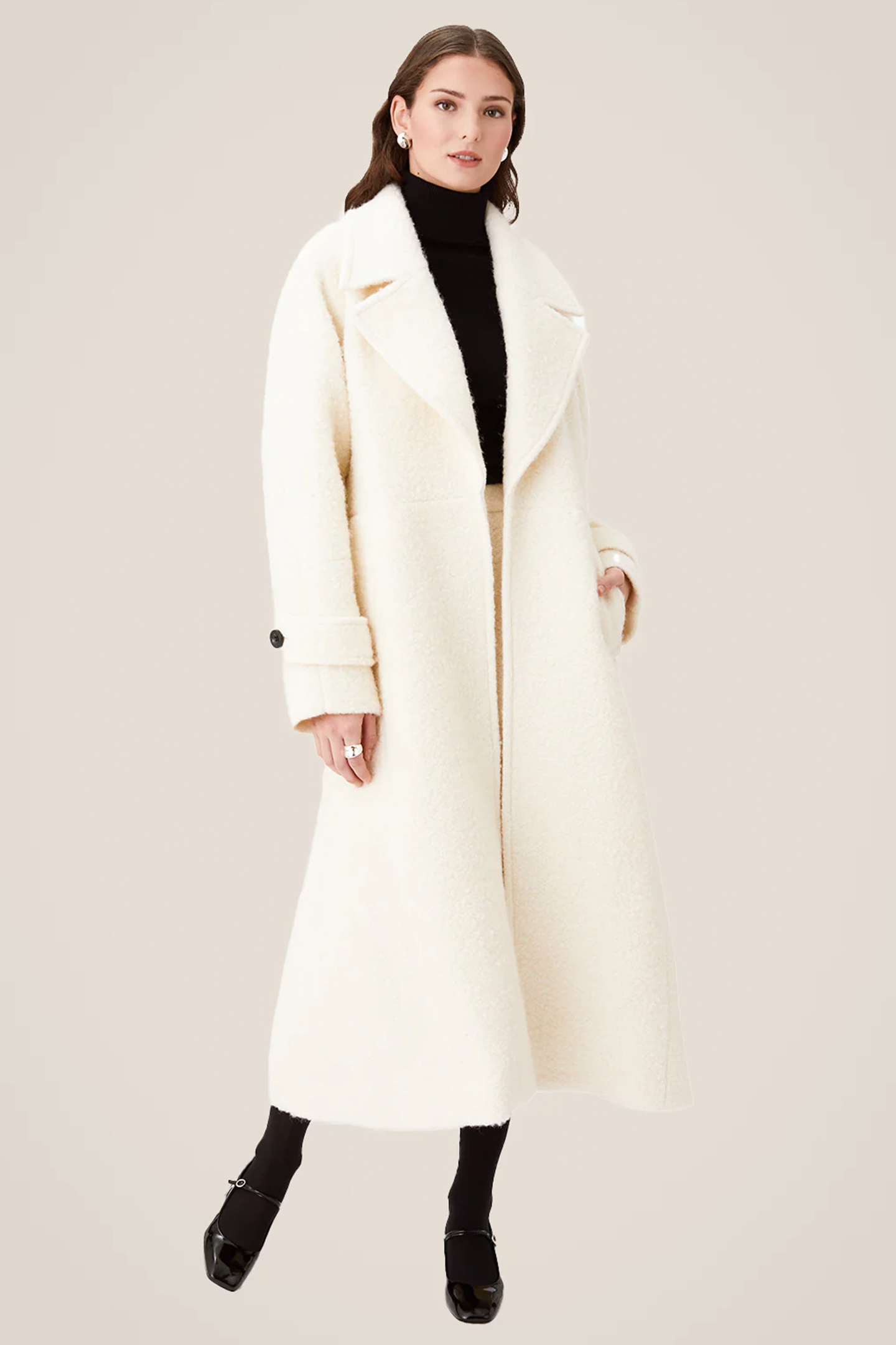 Ivory boucle cheap coat