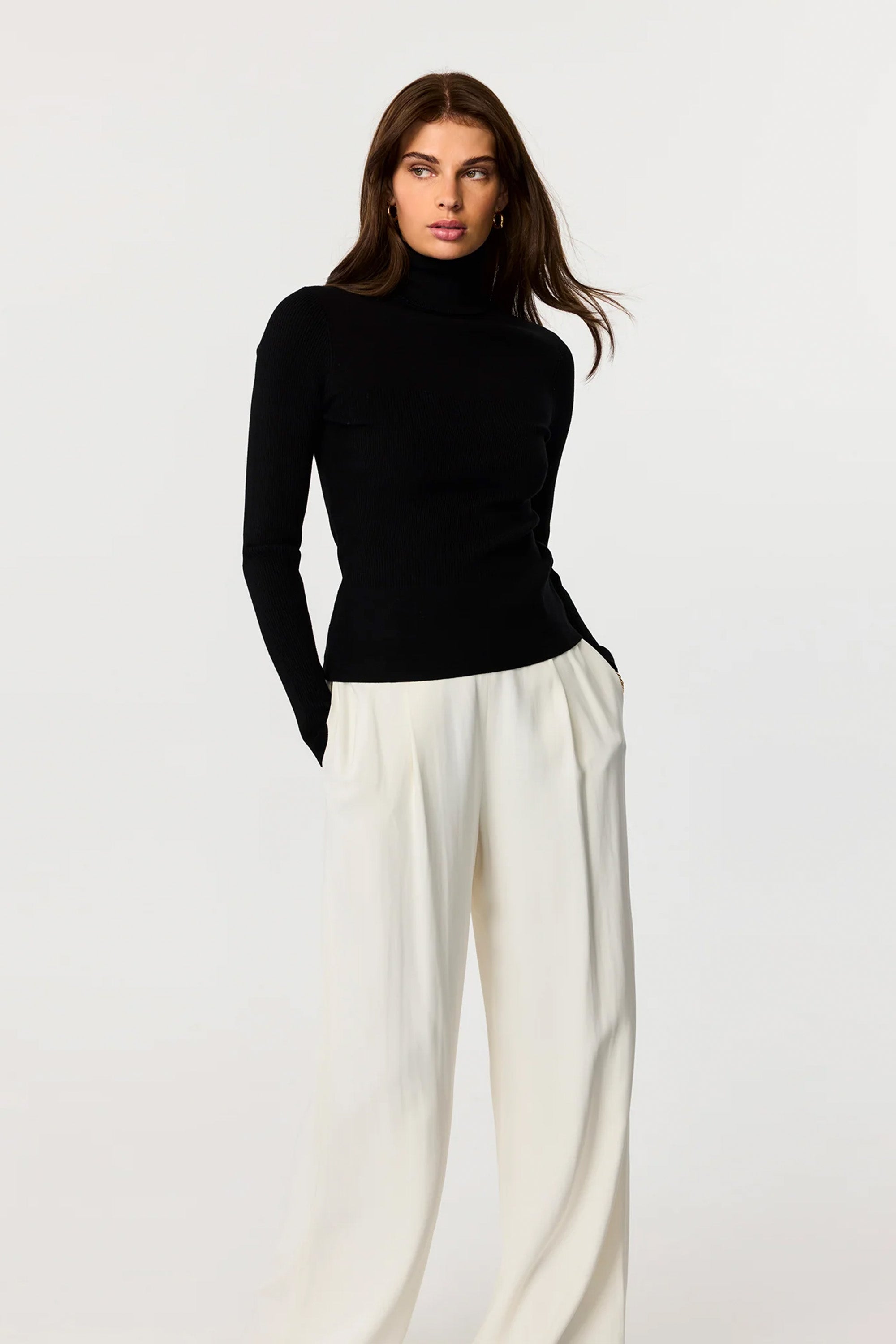 Valeria Long Sleeve Mixed Rib Turtle Neck