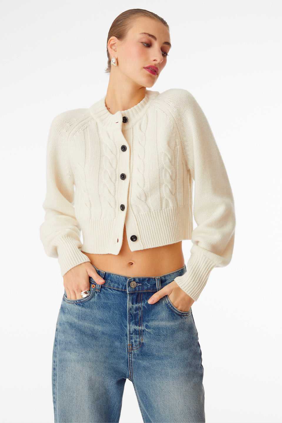 off white cream ivory crop cardigan sweater casual outfit for women