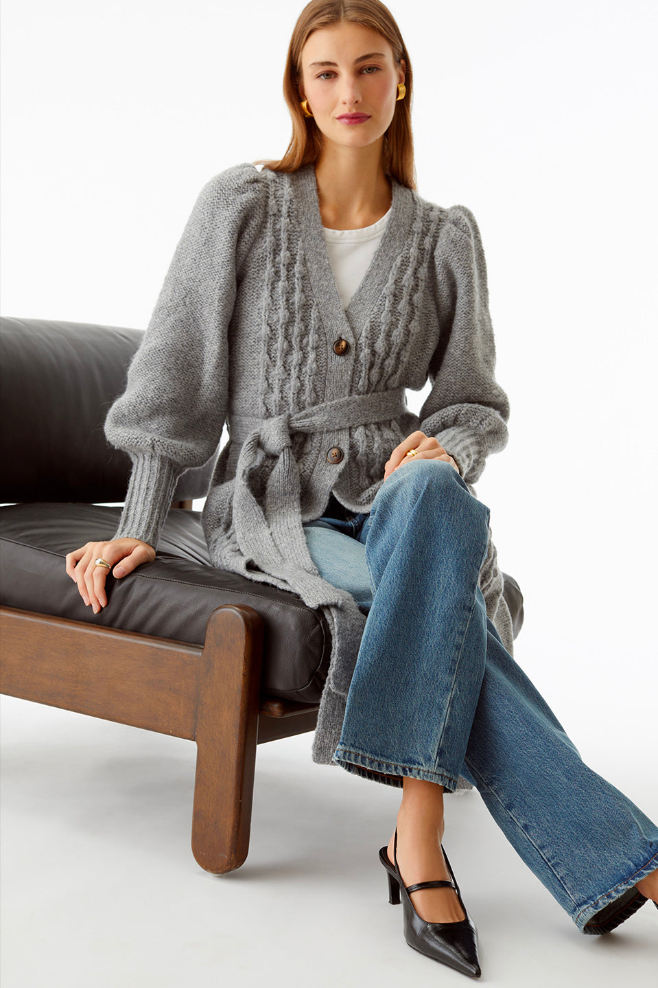 women's charcoal grey long cardigan cardi coat with belt casual outfits designer fashion coatigans