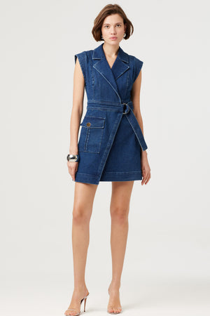 Everly Denim Wrap Safari Mini Dress