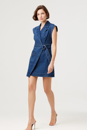 Everly Denim Wrap Safari Mini Dress