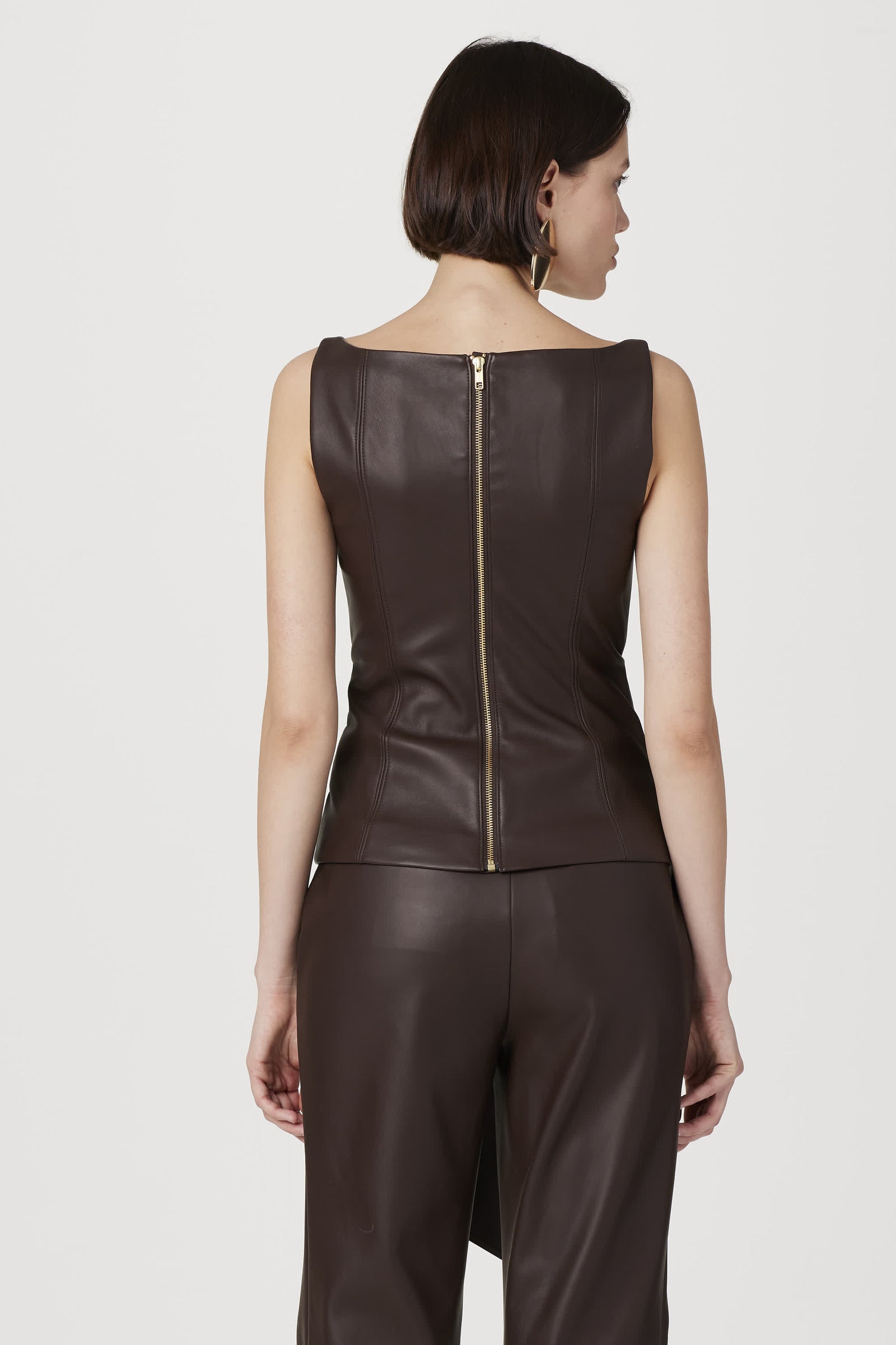 Linda Vegan Leather Tie Front Corset - Toccin