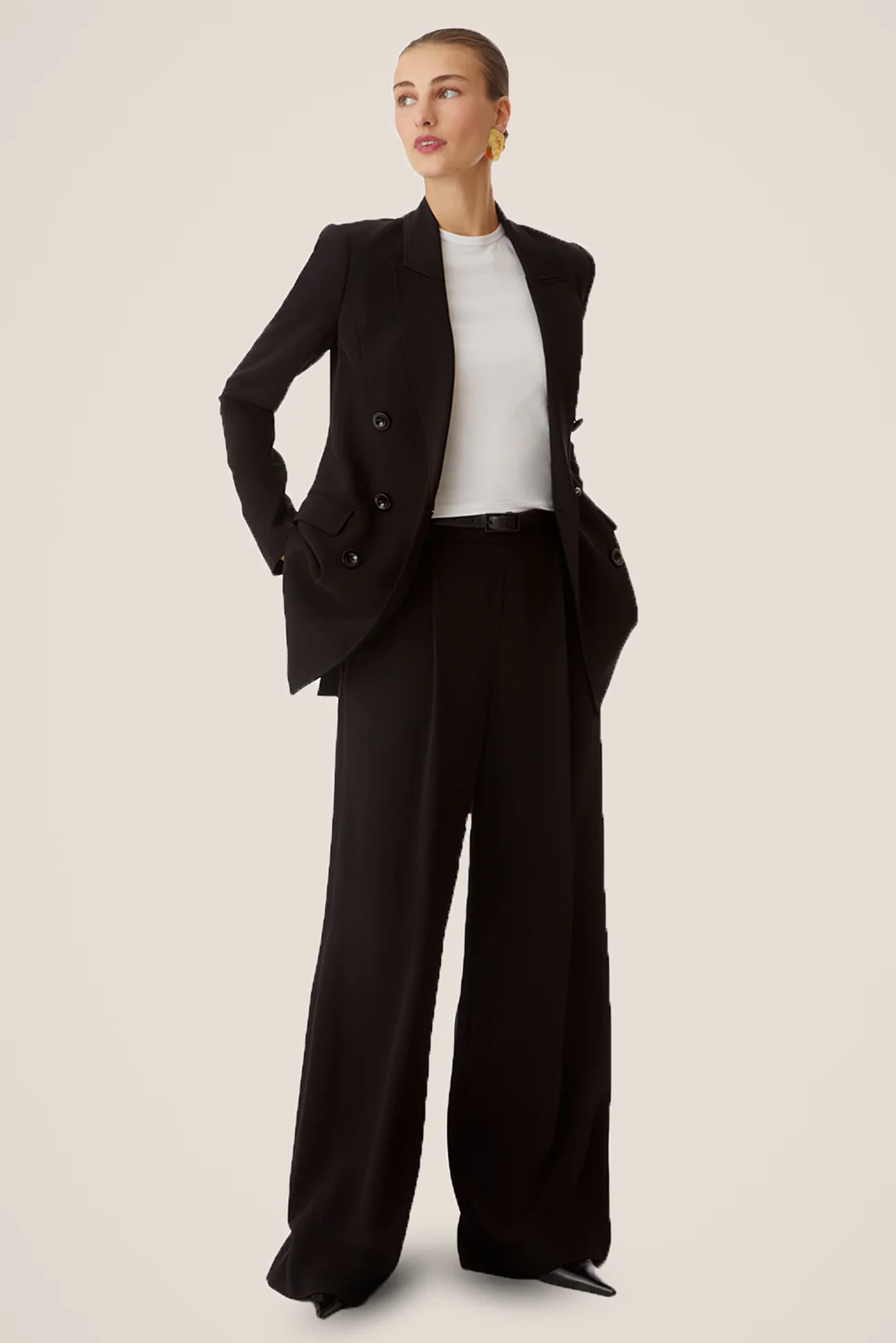 Women s black Mia double breasted blazer jacket Toccin