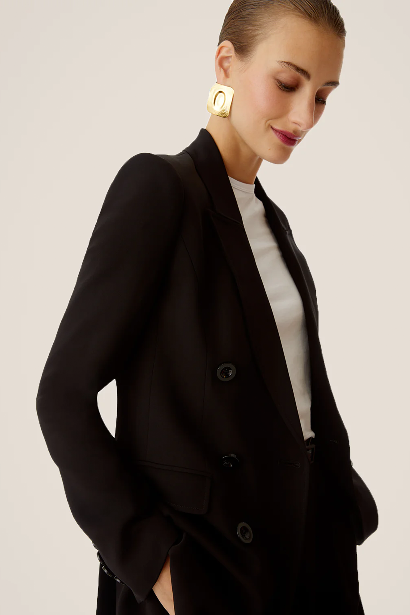 Womens double sales breasted black blazer