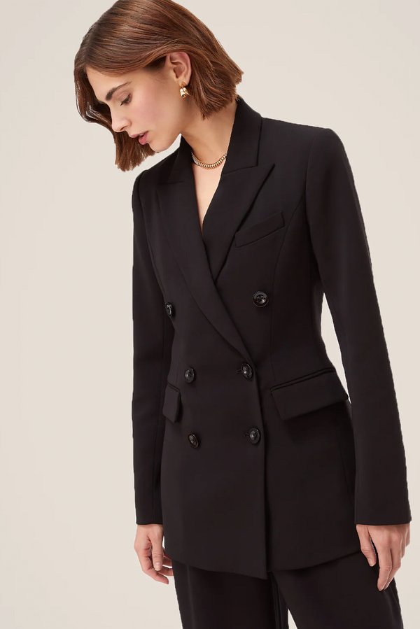 Women's black Mia double breasted blazer jacket - Toccin