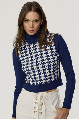 Morgan Houndstooth Turtleneck Sweater