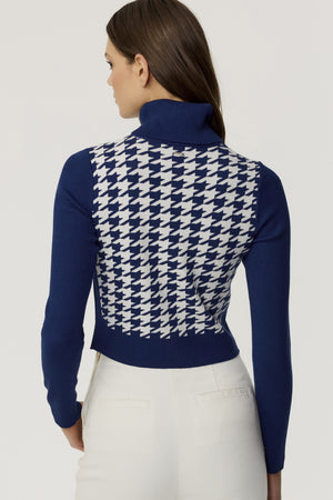 Morgan Houndstooth Turtleneck Sweater