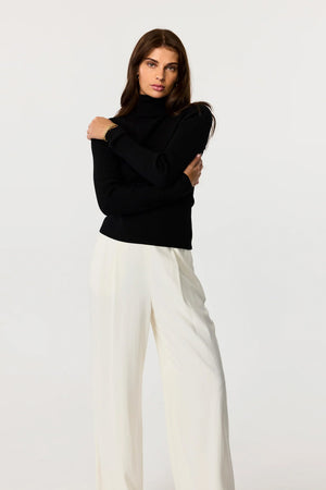 Valeria Long Sleeve Mixed Rib Turtle Neck - Toccin