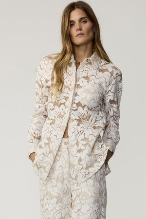 Riley Lace Boyfriend Button Down Shirt