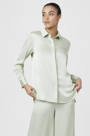 Riley Silk Button-Down Shirt - Toccin