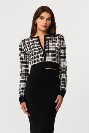 Hadley Windowpane Cropped Cardigan