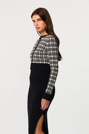 Hadley Windowpane Cropped Cardigan