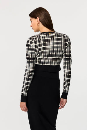 Hadley Windowpane Cropped Cardigan