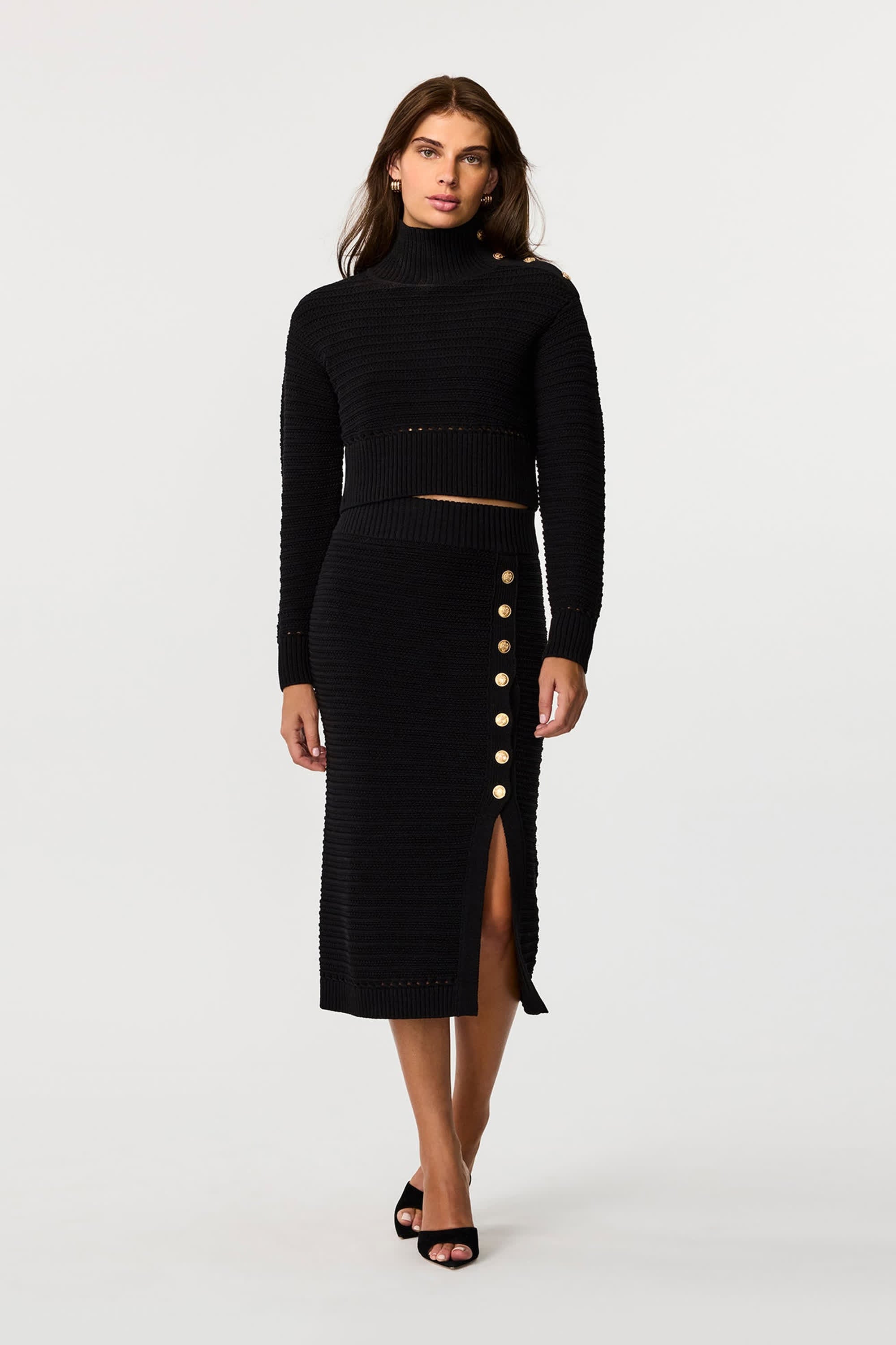 Tani Button Front Pencil Skirt