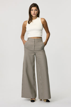 Daniela Wide Leg Plaid Pant - Toccin