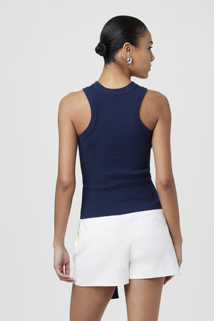 Molly Rib Tie Front Tank Top - Toccin