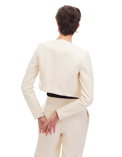 Carly Crop Jacket Creme Cream - Women's Flattering Fashion Office to Date Night Jackets