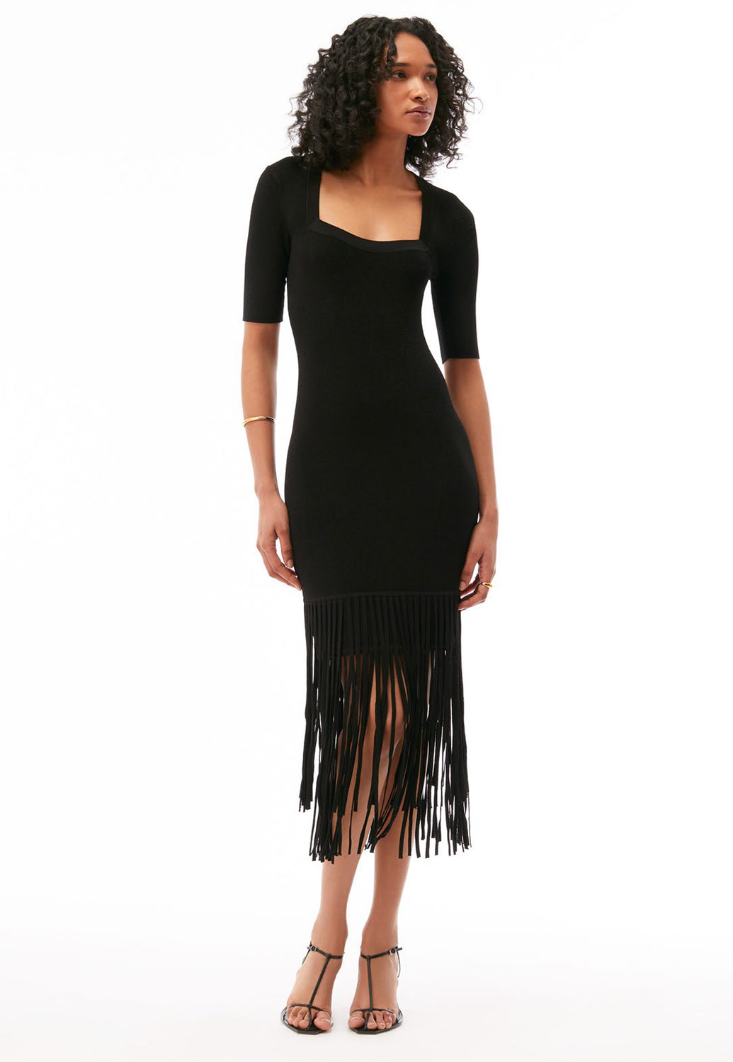 Josefina Fringe Square Neck Midi