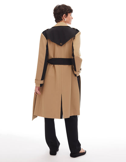 skye relaxed belted trench coat khaki brown jet black - figure flattering designer fashion trendy fall coats for women
