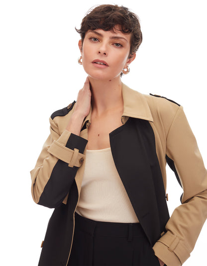 skye relaxed belted trench coat khaki brown jet black - women's figure flattering designer fashion coats outerwear for fall and winter