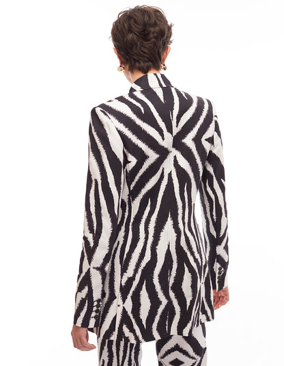 arianna blazer zebra print jet black optic white - women's designer fashion jacket jackets